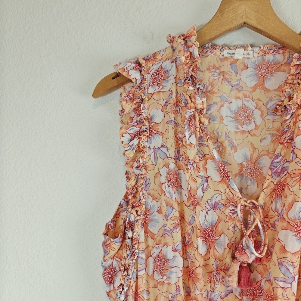 Poupette St Barth Nwot 'Triny' Ruffle-Trim Mini Dress, Yellow Dahlia - Large - Picture 10 of 16
